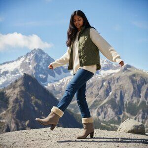 Maison Martin Margiela Taule Suede Leather Shearling Slip On Heeled Ankle Boot